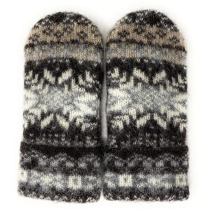 Freyja Canada Warm Women Knit Mittens 100% Icelandic Wool Fleece Lined dark chocolate, One Size