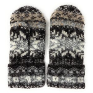 Freyja Canada Warm Women Knit Mittens 100% Icelandic Wool Fleece Lined dark chocolate, One Size