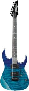 ibanez grg 6 string solid-body electric guitar, right, blue gradation, full (grg120qaspbgd)