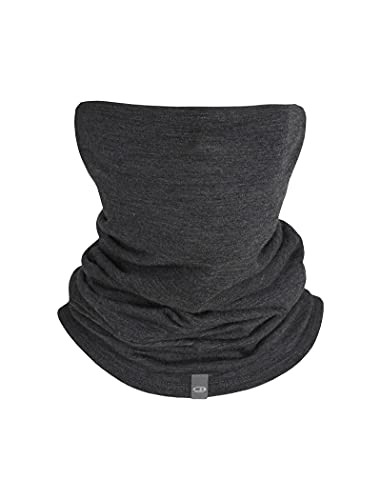 Icebreaker Merino Flexi Chute Ski Neck Gaiter For Women, Men, 100% Merino Wool - Comfortable, Versatile Neck Warmer Buff And Snowboard Face Mask - Breathable, Warm Gaiters For Adults - Jet Heather