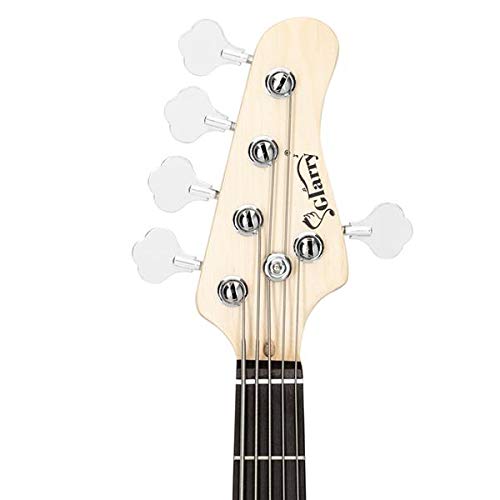 Bass Glarry Gjazz Electric 5 String Bass Guitar Full Size Bag Strap Pick Connector Wrench Tool Burlywood