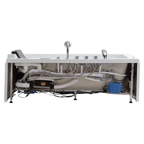 67 in Whirlpool Bathtub,Empava Jetted Tub with Heater,Hydro Massage Bathtub with 9 Water Jets+8 Air Jets,SPA Bathtub with Waterfall,Whirlpool Tub with Light,LED Control Panel