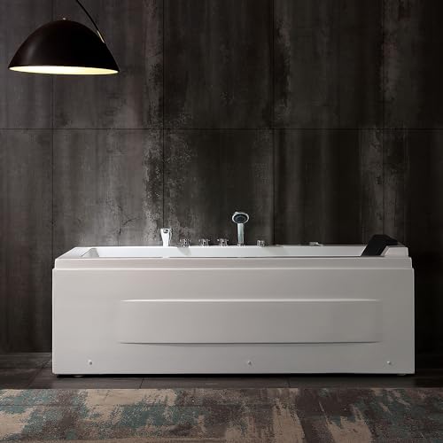 67 in Whirlpool Bathtub,Empava Jetted Tub with Heater,Hydro Massage Bathtub with 9 Water Jets+8 Air Jets,SPA Bathtub with Waterfall,Whirlpool Tub with Light,LED Control Panel