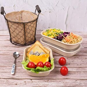 JAYEEY 17 oz Disposable salad bowls with lids, Sugarcane Fiber Paper Bowls take away Bagasse food containers meal prep deli container 50 Pack