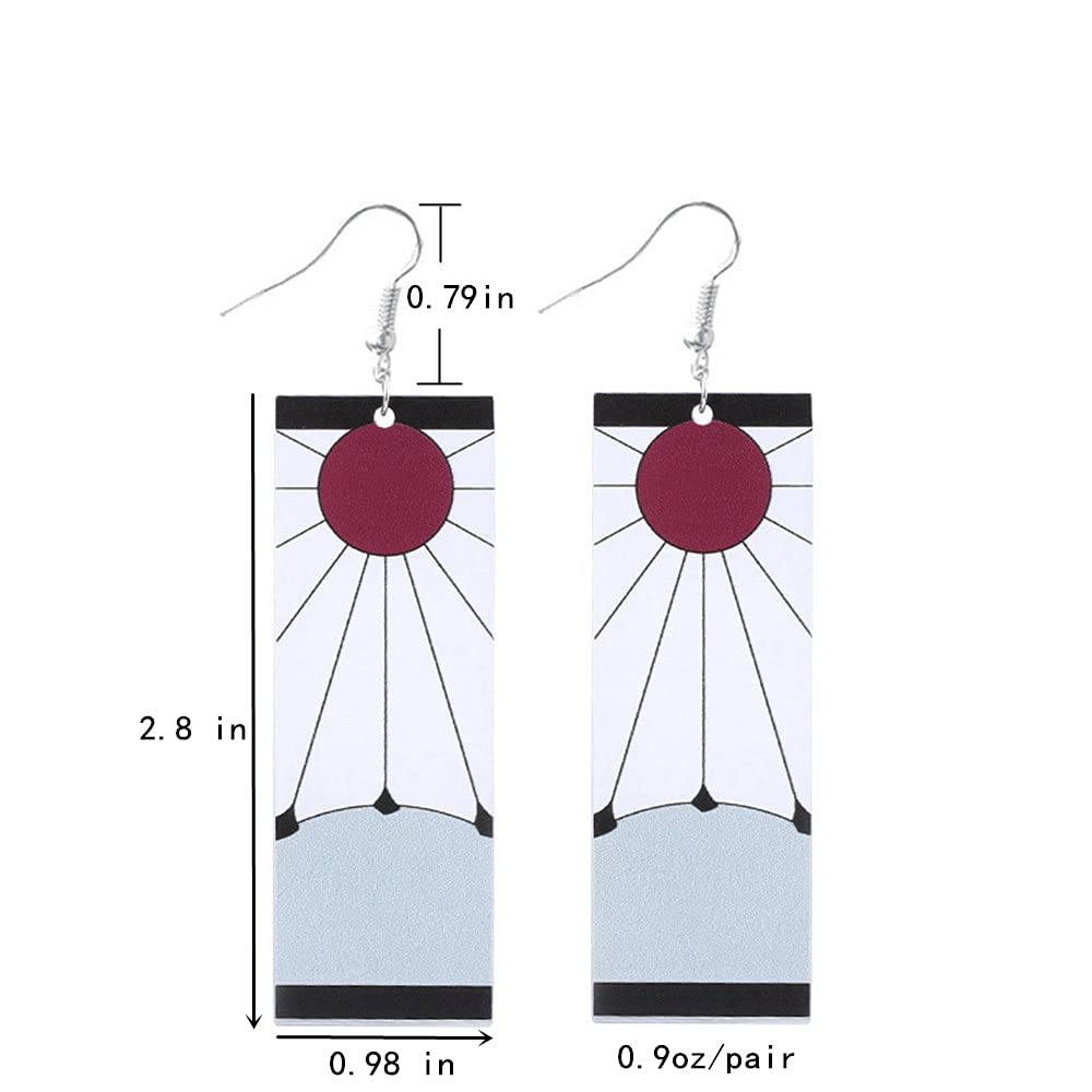 Anime Kamado Tanjiro Hanafuda Earrings - Kimetsu No Yaiba Tanjiro Earrings - Cosplay Accessories For Womens (Tanjiro, Acrylic, Hook)