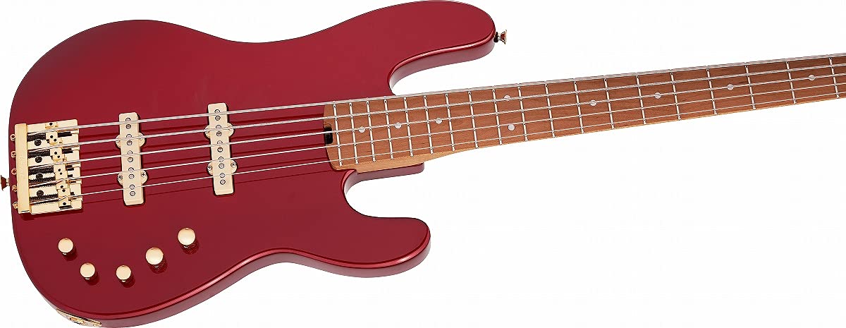 Charvel Pro-Mod San Dimas Bass Guitar JJ V, Caramelized Maple Fingerboard (Candy Apple Red)