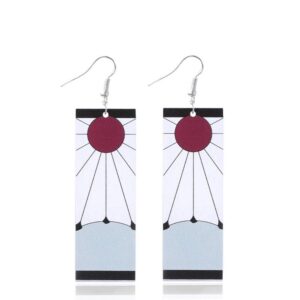 Anime Kamado Tanjiro Hanafuda Earrings - Kimetsu No Yaiba Tanjiro Earrings - Cosplay Accessories For Womens (Tanjiro, Acrylic, Hook)