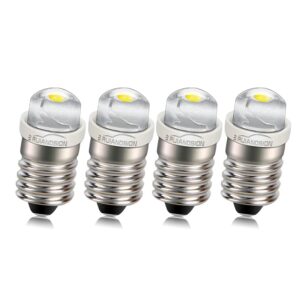 ruiandsion 4pcs e10 led bulb dc 1.5v 0.5w 6000k white led bulb for torch light flashlight light,negative earth