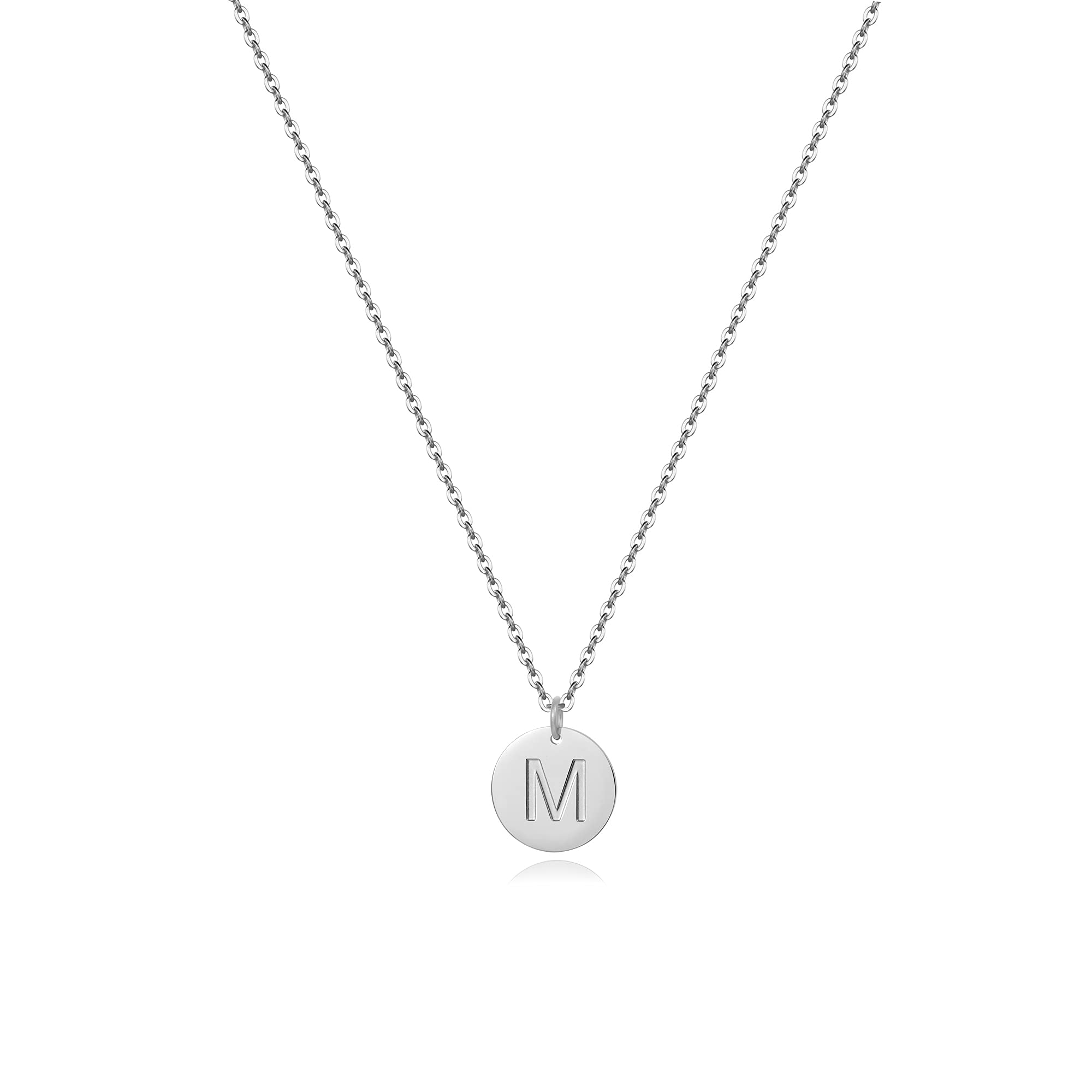 Aimber M Necklace,Initial Necklace for Women,Letter Necklace for Women(Silver,M)