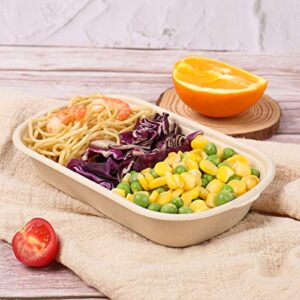 JAYEEY 17 oz Disposable salad bowls with lids, Sugarcane Fiber Paper Bowls take away Bagasse food containers meal prep deli container 50 Pack