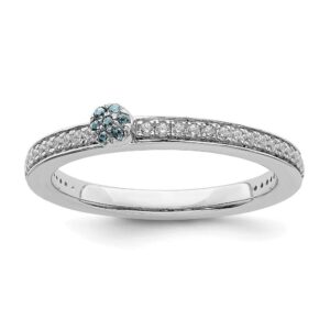 The Black Bow 14k White Gold, Aquamarine & 1/8 Ctw Diamond (I2 Clarity, I-J Color) Stackable Ring, Size 6