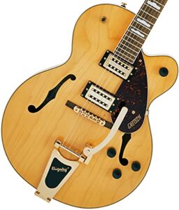 gretsch g2410tg streamliner hollow body single-cut with bigsby and gold hardware, laurel fingerboard electric guitar (right-handed, village amber)