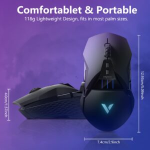 Rapoo Wireless Gaming Mouse, 5000 DPI Wired/Wireless RGB Gamer Mouse with 11 Programmable Buttons 5 Profiles Store, Rechargeable Pro Optical Sensor Mice for Windows PC Laptop Gamers