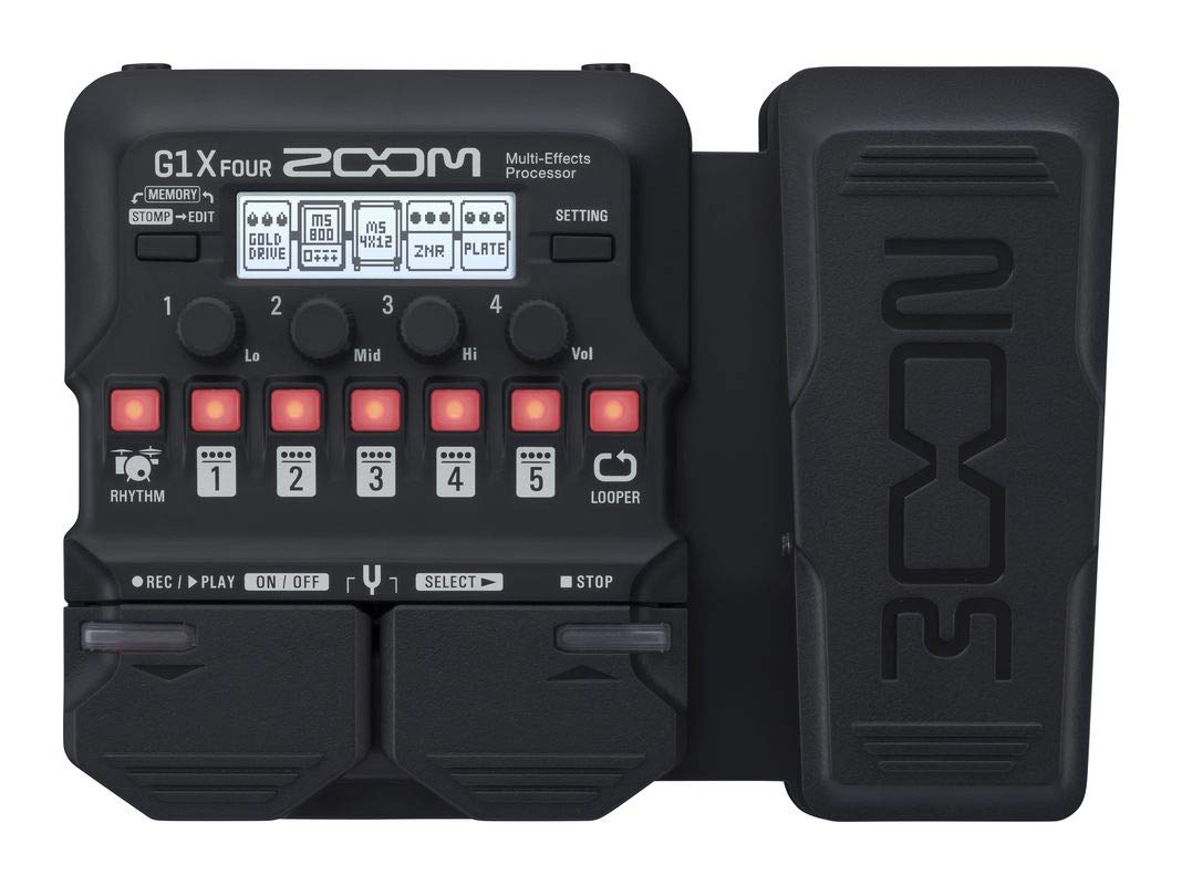 Zoom G1X Four Guitar Effects Processor with Built-In Expression Pedal - 70+ Built-in Effects, Amp Modeling, Looper, Rhythm Section, Tuner + 4x AA Batteries + Instrument Cable + Cleaning Cloth