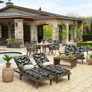 Arden Selections ProFoam Essentials Outdoor Chaise Lounge Cushion 72 x 21, Ashland Black Jacobean