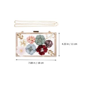 VALICLUD Evening Bag Acrylic Box Clutch Purse Flower Clutch Bag for Prom Party Banquet Wedding