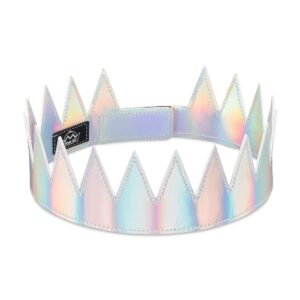 iridescent rainbow silver crown hat - prince princess king queen crown - fully adjustable