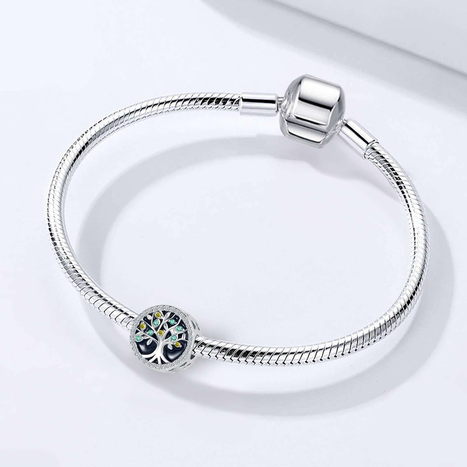 QeenseKc Circle of Life Charm Family is a Circle of Love Cubic Zirconia Bead for Pandora Bracelet