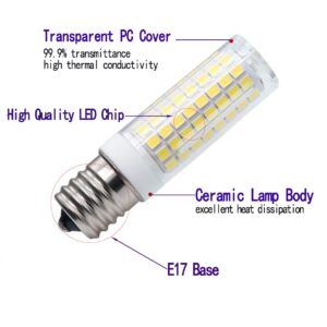 LTYY E17 LED Bulb,Dimmable 8W,80W Halogen Bulb Equivalent,800Lm,AC120V,E17 Bulb White 6000k,for Over Counter Microwave Ovens(Pack of 2)