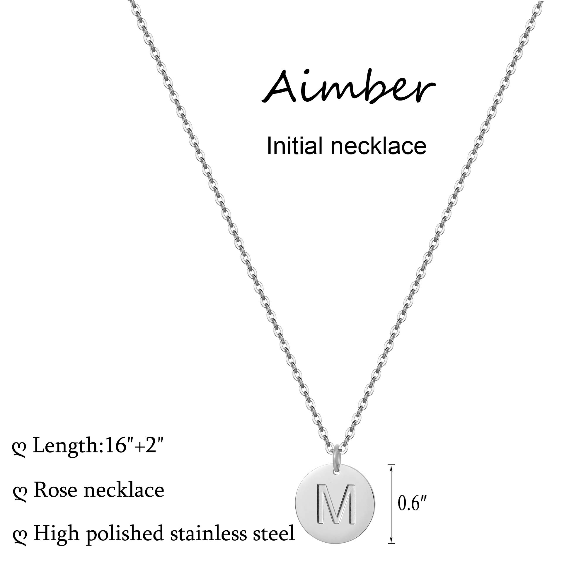 Aimber M Necklace,Initial Necklace for Women,Letter Necklace for Women(Silver,M)