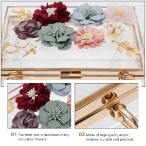 VALICLUD Evening Bag Acrylic Box Clutch Purse Flower Clutch Bag for Prom Party Banquet Wedding