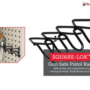 Hornady Square-Lok 4-Gun Rack. 95793 - PVC Coated Steel Racks Snap in Easily & Hold Firmly to Maximize Storage for Gun Accessories, Rifles, & Handguns - Quick Access Modular Pistol Rack for Gun Safes