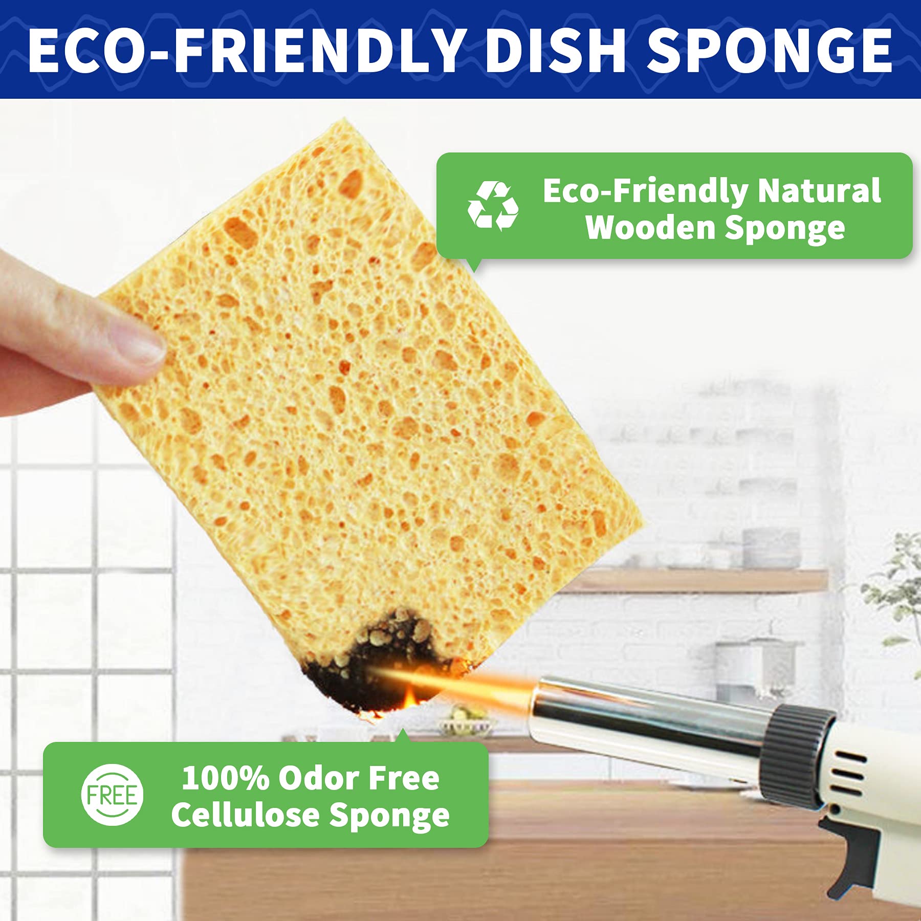 CELOX 24 Pack Durable Kitchen Sponges, Natural Wood Pulp Sponges for Dishes, Absorbent Cellulose Sponges Bulk for Cleaning Kitchen, Bathroom, DIY for Kids, 4.3" x 2.6" x 0.5"