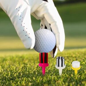 FINGER TEN Brush Golf Tees Type Plastic Unbreakable 2 inch 6 Pack Low Resistance More Distance Consistent Height Driver Training Tee Yellow for Men Women (6 Pack-2 inch)