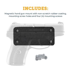 SnapSafe Magnetic Gun Mount 75912-Non-Scratch Rubber Coated Gun Magnet Mount for Pistols, Handguns, Revolvers, & Firearm Accessories - Magnetic Gun Holder Rated for 43 Pounds, Includes Mounting Screws