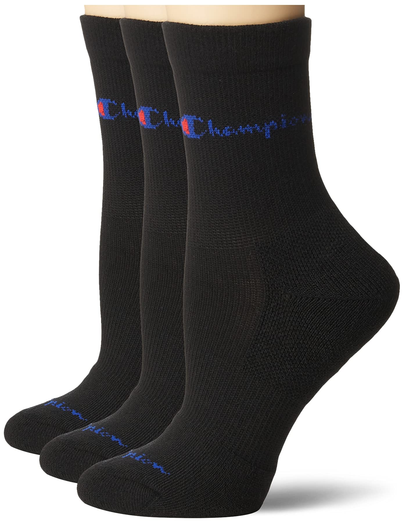 Champion womens Women's Mid Crew Compression Sport Socks, Black, 5 9 US