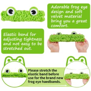 3 Pieces Frog Headband Frog Eye Elastic Headband Cute Frog Headband for Face Washing Frog Head Wrap Green Funny Hair Band Elastic Turban Headbands for Girls Women Shower Spa Yoga Beauty Skincare