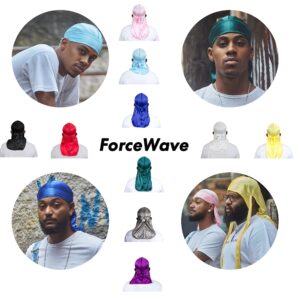 ForceWave 10 Pieces Silky Durags Long Tail for Women Men Satin Durag 360 wave，Dorag, 10 Colors