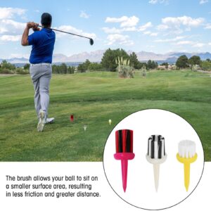 FINGER TEN Brush Golf Tees Type Plastic Unbreakable 2 inch 6 Pack Low Resistance More Distance Consistent Height Driver Training Tee Yellow for Men Women (6 Pack-2 inch)