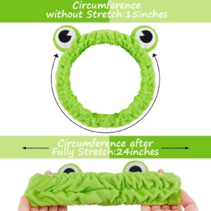 3 Pieces Frog Headband Frog Eye Elastic Headband Cute Frog Headband for Face Washing Frog Head Wrap Green Funny Hair Band Elastic Turban Headbands for Girls Women Shower Spa Yoga Beauty Skincare