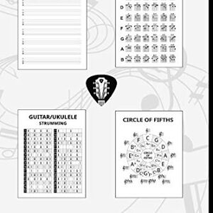 Guitar Tablature Notebook with Extra Charts: "Blank Guitar Tablature Paper, Standard Tab Manuscript Paperback Chord Chart Ukulele Strumming, Circle of Fifths "