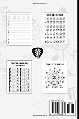 Guitar Tablature Notebook with Extra Charts: "Blank Guitar Tablature Paper, Standard Tab Manuscript Paperback Chord Chart Ukulele Strumming, Circle of Fifths "