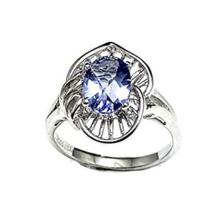 R7542P Filigree Purple Twilight Oval (6x8mm,1.5Ct) Helenite Cute Style Sterling Silver Modern Ring (Purple, 9)