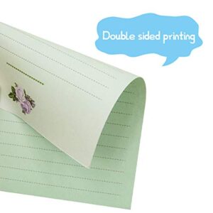 Cute Floral Stationery Paper (48 PCS) 7.1 x 5.2" Lined Matching Envelopes (24 PCS) Double Sided for Invites