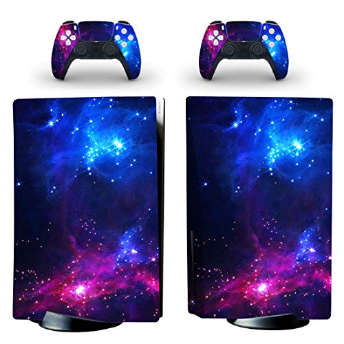 Vanknight PS5 Standard Disc Console Controllers Galaxy Skin Sticker Decals Nebula Space Compatible with PS5 Console and Controllers