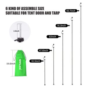 SANLIKE Tarp Poles Adjustable Tent Poles for Tarps Thickened Heavy Duty for Outdoor Canopy Shelter Awning Replacement 12pc Rods- 95in Set of 2 Canopy Poles