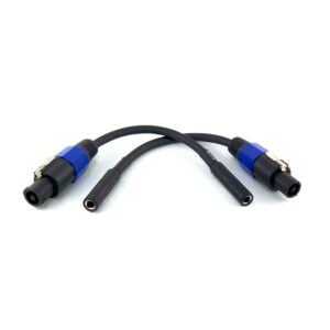 WJSTN 8 inches Speakon to 1/4 TS Female 6.35 mm Mono Jack Speaker Cables,Speaker Audio Adapter 2 Pack