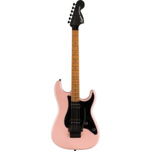 squier contemporary stratocaster hh floyd rose electric guitar, with 2-year warranty, shell pink pearl, roasted maple fingerboard