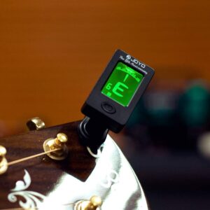 JOYO Guitar Tuner Clip on Digital Electronic Tuner for Guitar, Bass, Ukulele, Violin, Mandolin, Acoustics Calibration Tuner (JT-01, Black, 1PC)