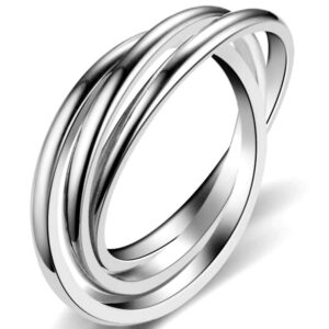 jude jewelers stainless steel three-in-one braided interlocking infinity wedding band promise anniversary ring (silver, 5)