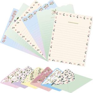 cute floral stationery paper (48 pcs) 7.1 x 5.2" lined matching envelopes (24 pcs) double sided for invites