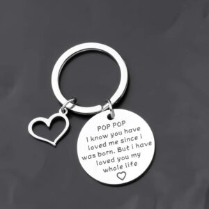 TIIMG PoP PoP Keychain Grandpa Birthday Gifts Father’s Day Gift PoP PoP Birthday Gifts from Grandkids (POP POP i know)