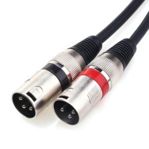 Disino 1/4 TRS to Dual XLR Male Y-Splitter Stereo Breakout Cable 1/4 inch(6.35mm) to 2 XLR Patch Cable - 3.3 FT/1m