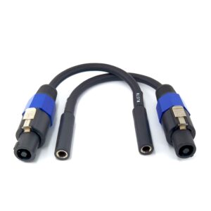 wjstn 8 inches speakon to 1/4 ts female 6.35 mm mono jack speaker cables,speaker audio adapter 2 pack