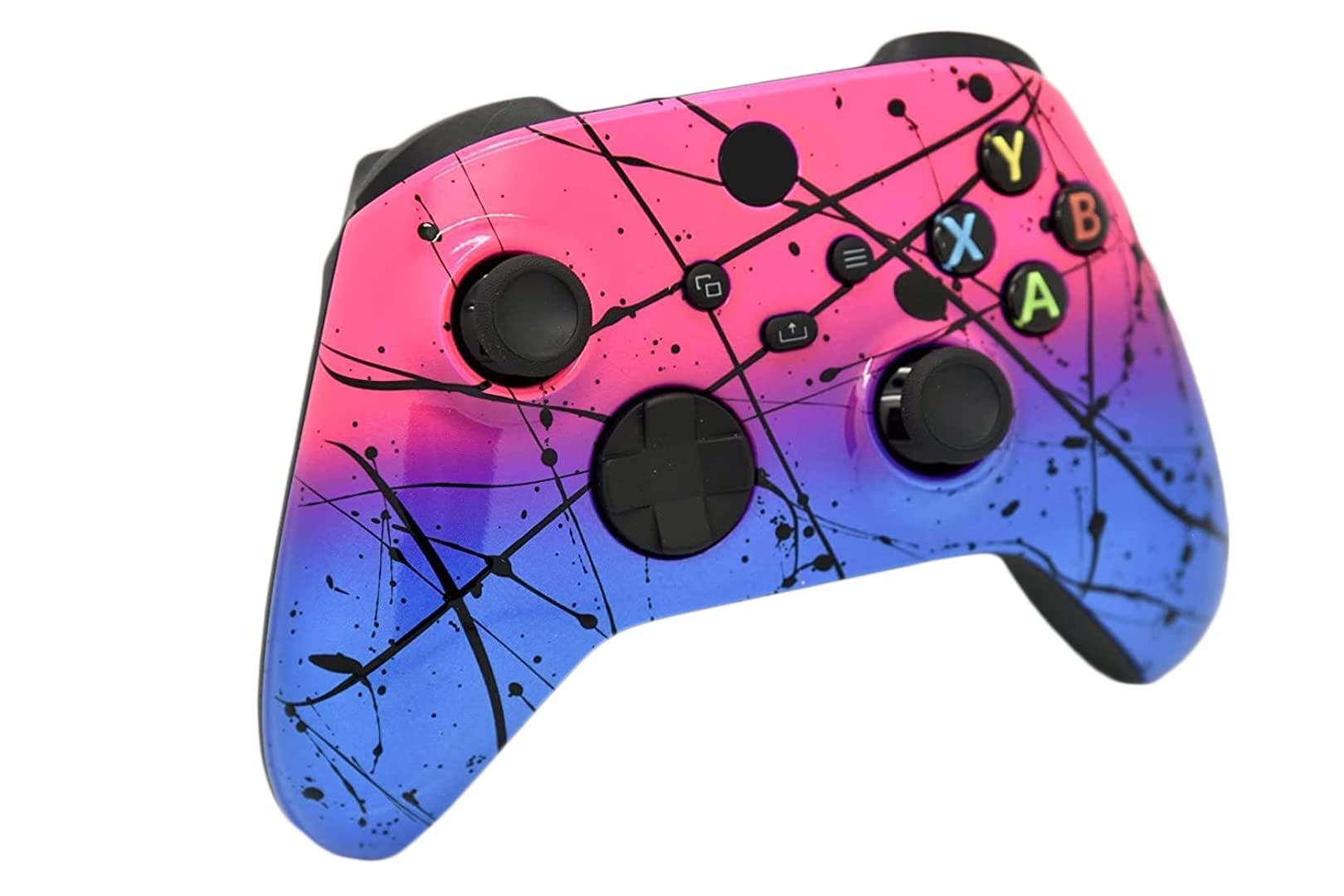 Hand Airbrushed Fade Custom Controller Compatible with Xbox Series X/S & Xbox One (Series X/S Hot Pink & Blue)