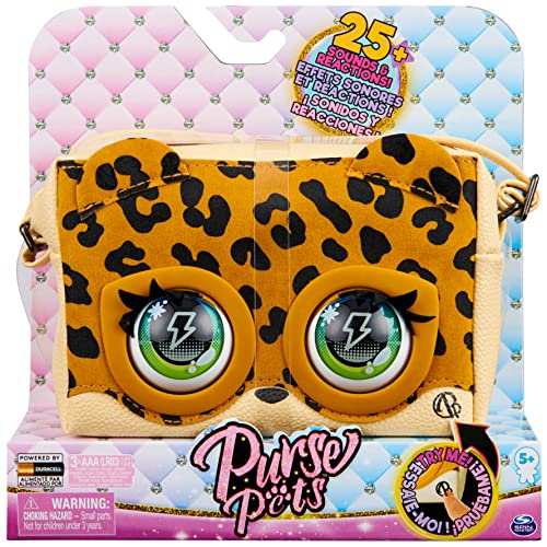 Purse Pets, Leoluxe Leopard Interactive Pet Toy & Crossbody Kids Purse with Over 25 Sounds and Reactions, Shoulder Bag for Girls, Trendy Tween Gifts